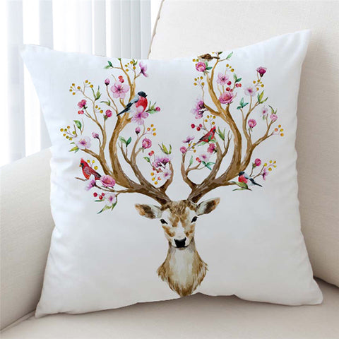 Image of Antlers Of Life White Cushion Cover - Beddingify