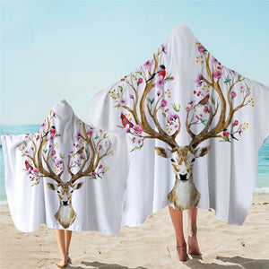 Antler Of Life White Hooded Towel