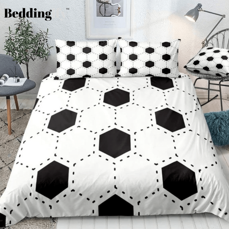Black White Soccer Ball Bedding Set - Beddingify