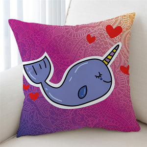 Indigo Narwhal Cushion Cover - Beddingify