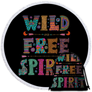Wild Free Spirit Black Round Beach Towel Set - Beddingify