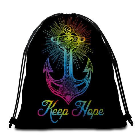 Image of Keep Hope Anchor Round Beach Towel Set - Beddingify