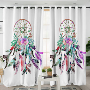 Tribal Feather Dream Catcher 2 Panel Curtains