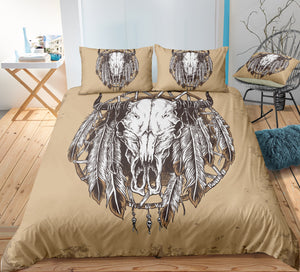 Cow Skull And Feather Bedding Set - Beddingify