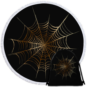Spider Web Black Round Beach Towel Set - Beddingify
