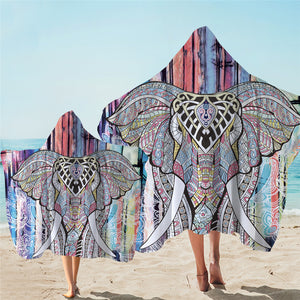 Patterned African Elephant Hooded Towel