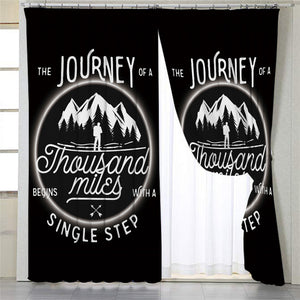 Travel Quote Black 2 Panel Curtains