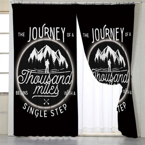 Image of Travel Quote Black 2 Panel Curtains