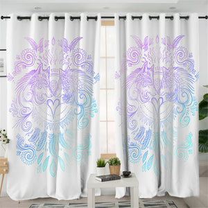 Duo Wolves White 2 Panel Curtains