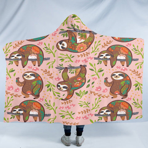 Image of Chilling Sloths SW1667 Hooded Blanket