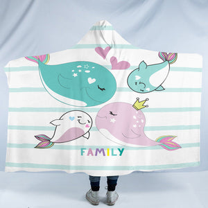 Whale Family SW2428 Hooded Blanket