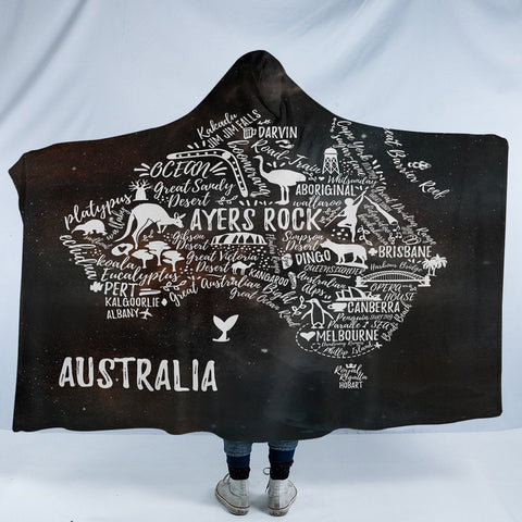Image of Australia Map SW1759 Hooded Blanket