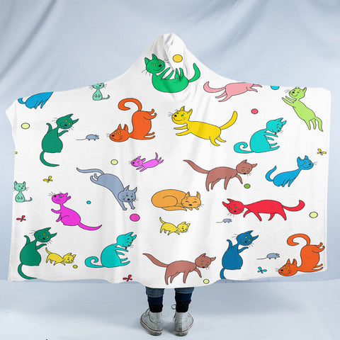 Image of Colorful Cats SW1714 Hooded Blanket