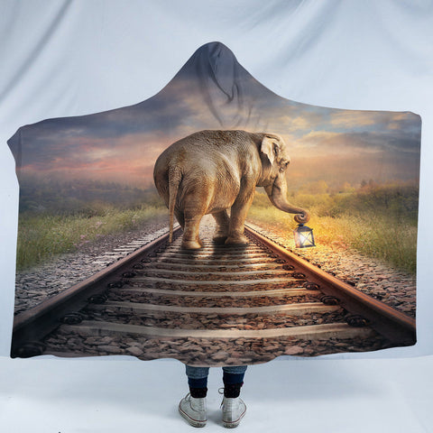 Image of Elephant Rail SW1891 Hooded Blanket