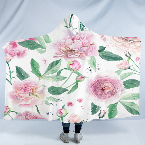 Image of Pink Roses SW2398 Hooded Blanket