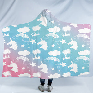 Rainbow Unicorn Shapes SW1897 Hooded Blanket