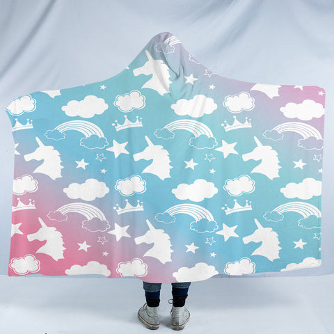Image of Rainbow Unicorn Shapes SW1897 Hooded Blanket