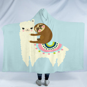 Llama Sloth SW1662 Hooded Blanket