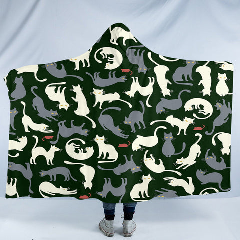 Image of Cat Poses SW1657 Hooded Blanket