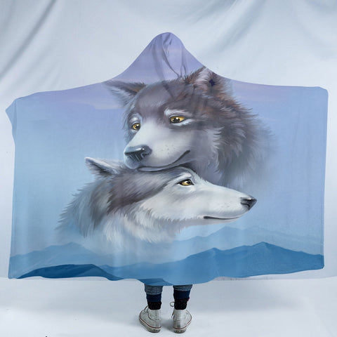 Image of Wolf Couple SW2027 Hooded Blanket