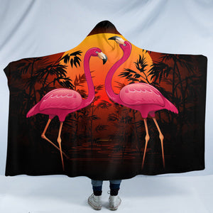Sunset Flamingos SW1617 Hooded Blanket