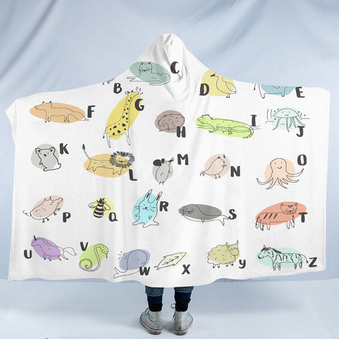 Image of Animal Alphabet SW1708 Hooded Blanket