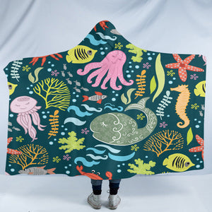 Sea Creatures SW1884 Hooded Blanket