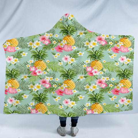 Image of Pineapple & Flower SW2316 Hooded Blanket
