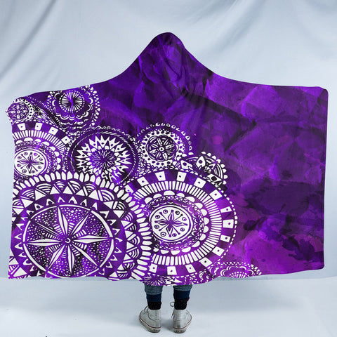 Image of Purple Mandalas SW1887 Hooded Blanket