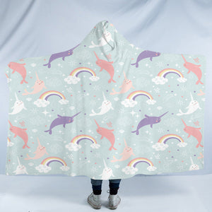 Rainbow Narwhal SW2194 Hooded Blanket