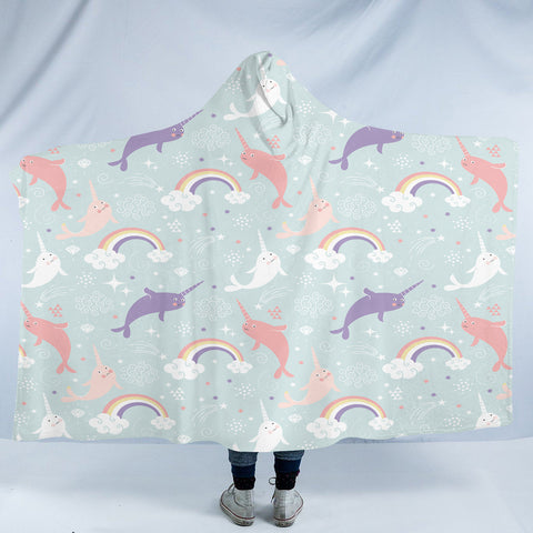 Image of Rainbow Narwhal SW2194 Hooded Blanket