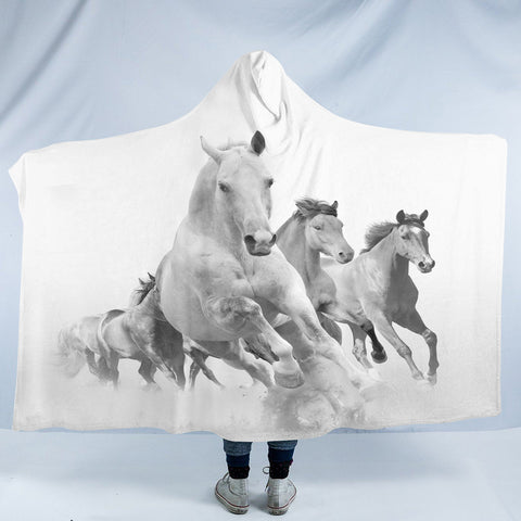 Image of B&W Horses SW2055 Hooded Blanket