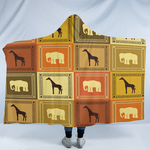 Image of Giraffe & Elephant Boxes SW1994 Hooded Blanket