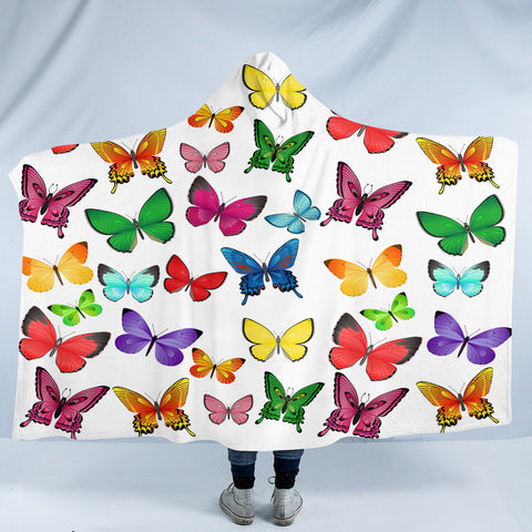 Image of Colorful Butterflies SW1898 Hooded Blanket