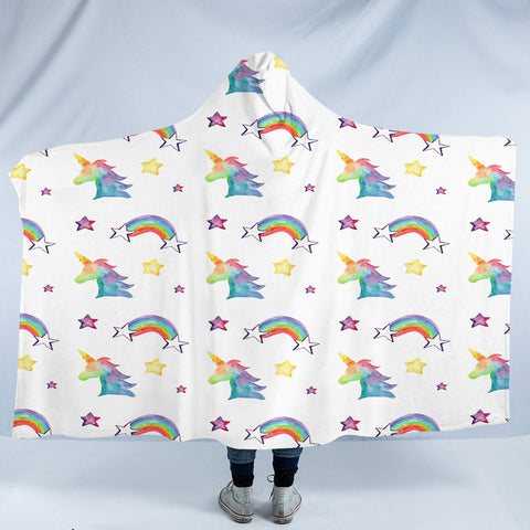 Image of Rainbow Unicorns SW1752 Hooded Blanket