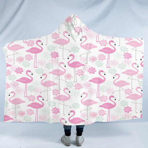 Image of Flamingos & Flowers SW2245 Hooded Blanket