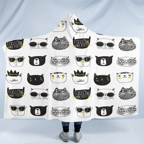 Image of Cat Faces SW2472 Hooded Blanket