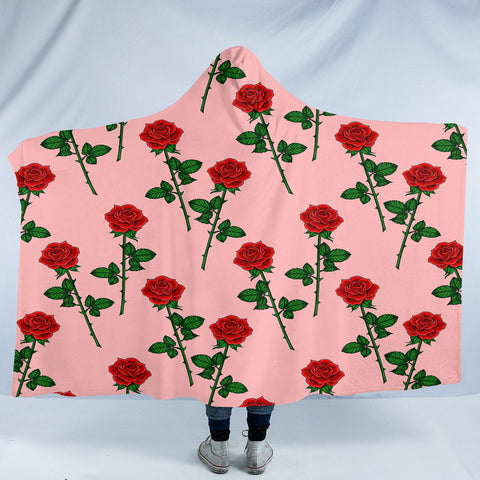 Image of Roses Pink SW2051 Hooded Blanket