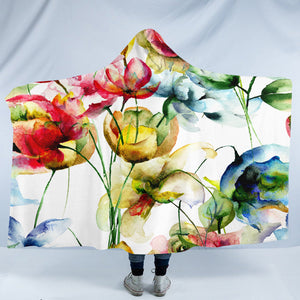 Colorful Flowers SW2234 Hooded Blanket