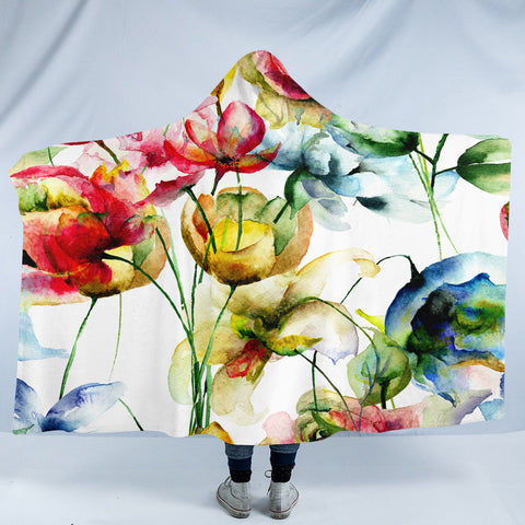 Image of Colorful Flowers SW2234 Hooded Blanket