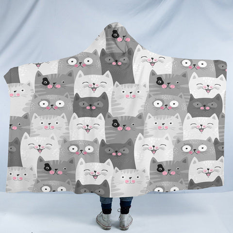 Image of Cartoon Cats SW1889 Hooded Blanket