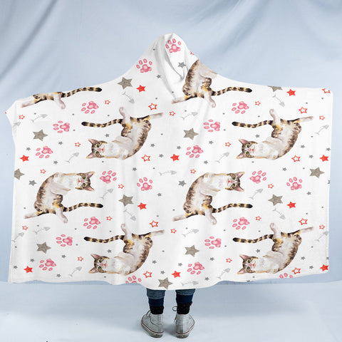 Image of Cats & Paws SW1643 Hooded Blanket