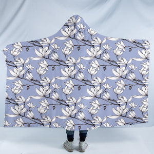 White Flowers SW2254 Hooded Blanket