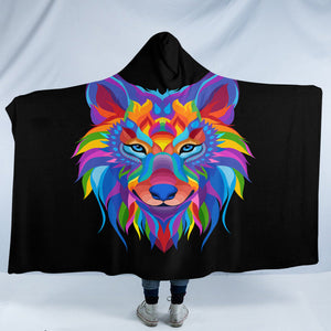Multicolored Wolf SW2086 Hooded Blanket