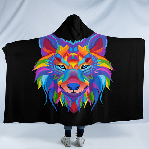 Image of Multicolored Wolf SW2086 Hooded Blanket