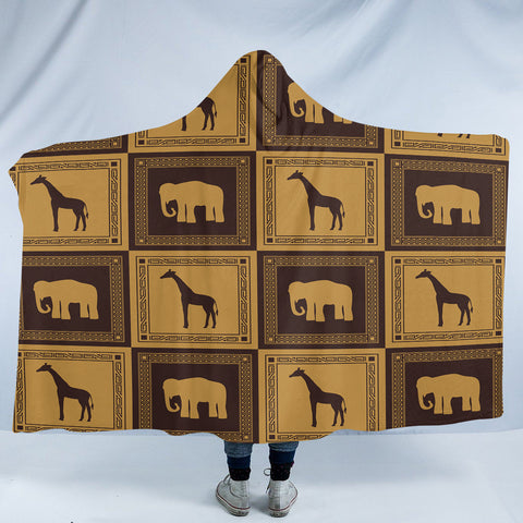 Image of Giraffe & Elephant Boxes SW2053 Hooded Blanket