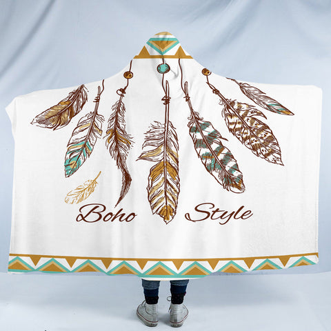 Image of Boho Feathers SW1649 Hooded Blanket