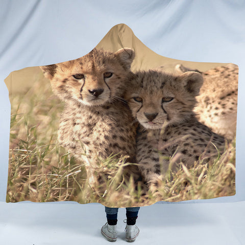 Image of Cheetah Cubs SW2507 Hooded Blanket