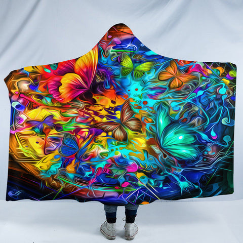 Image of 3D Hallucinating Butterflies SW2253 Hooded Blanket