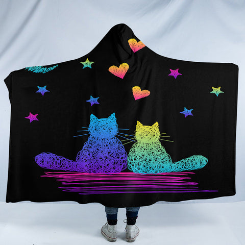 Image of Cat Couple SW1746 Hooded Blanket